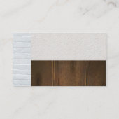 witte bakstenen muur | houten planken visitekaartje (Achterkant)