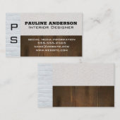 witte bakstenen muur | houten planken visitekaartje (Voorkant / Achterkant)