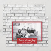 Witte bakstenen muur Vrede Liefde Vreugde Vakantie Feestdagenkaart (Voorkant / Achterkant)