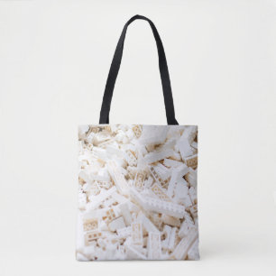 witte bakstenen tote bag