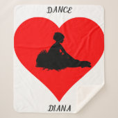 Witte Ballerina deken met een rood hart. (Voorkant)