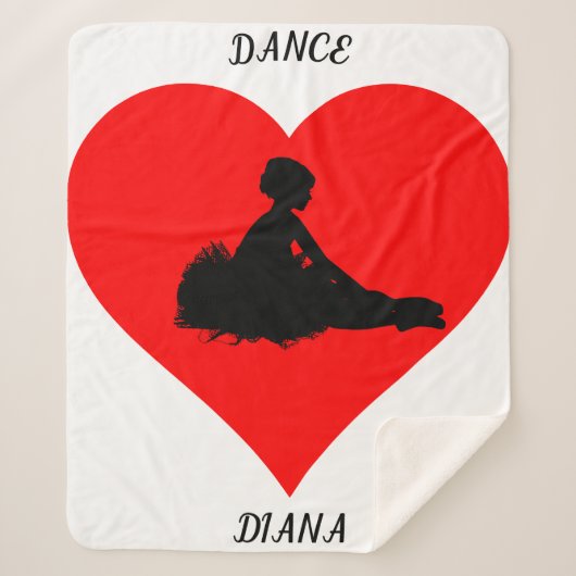 Witte Ballerina deken met een rood hart. (Voorkant)