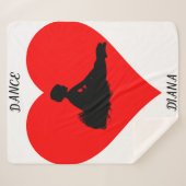 Witte Ballerina deken met een rood hart. (Voorkant (horizontaal))