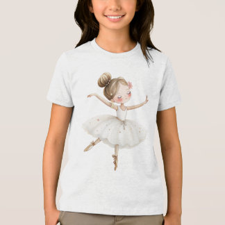 Witte Ballerina Zwanenmeer Aquarel Gouden Sterren Tri-Blend Shirt