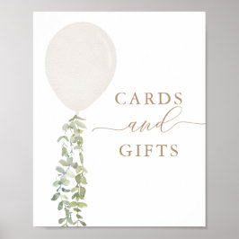 Witte ballon Baby showers Kaarten en cadeaubonnen Poster