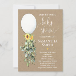 Witte ballon Eucalyptus greenery baby shower Kaart