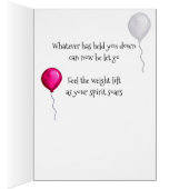 Witte ballon stijgt boven Wenskaart (Binnen (Rechts))