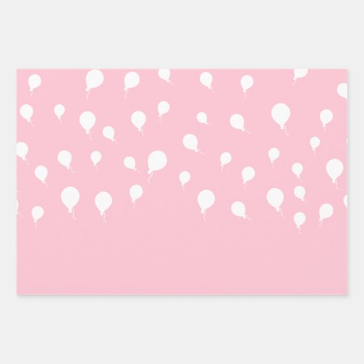 Witte ballonnen op pastel roze inpakpapier vel (Voorkant 3)