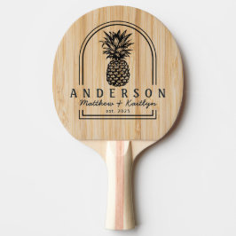 Witte Bamboe Ananas Trouwboog & Naam Tafeltennisbatje