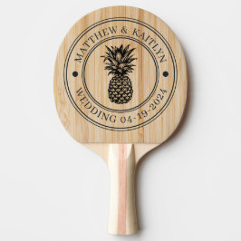 Witte Bamboe Ananas Trouwrand & Namen Tafeltennisbatje