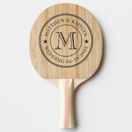 Witte Bamboe Huwelijks Monogram Ster Tafeltennisbatje