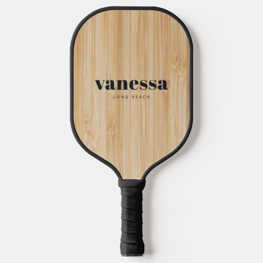Witte Bamboe Minimaal Modern Klassieke Naam Pickleball Paddle (Voorkant)