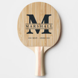 Witte Bamboe Monogram & Naam Overlay Tafeltennisbatje