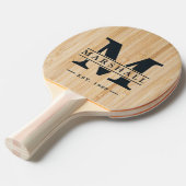 Witte Bamboe Monogram & Naam Overlay Tafeltennisbatje (Voorkant Gekanteld)