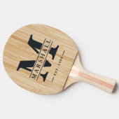Witte Bamboe Monogram & Naam Overlay Tafeltennisbatje (Zijkant)