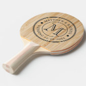Witte Bamboe Trouw Monogram Tafeltennisbatje (Voorkant Gekanteld)
