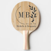 Witte Bamboeblad Bruiloftsmonogram Tafeltennisbatje (Voorkant)
