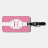 Witte band en ovaalschild met uw monogram bagagelabel (Voorkant horizontaal)