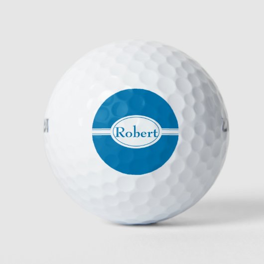 Witte band en ovale blauwe naam golfballen (Voorkant)