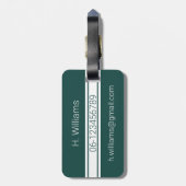 Witte band ovaal schild bos groen monogram bagagelabel (Achterkant verticaal)