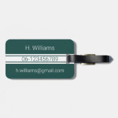 Witte band ovaal schild bos groen monogram bagagelabel (Achterkant horizontaal)