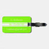 Witte band ovaal schild chartreuse monogram bagagelabel (Achterkant horizontaal)