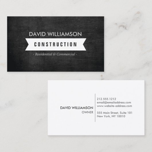 WITTE BANNER CONSTRUCTIE, BOUWER, ARCHITECT LOGO VISITEKAARTJE (Voorkant / Achterkant)