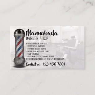 Witte barberpaal supply winkel aangepaste foto visitekaartje