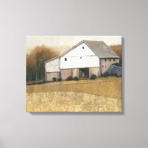 Witte Barn-Uitzicht Canvas Afdruk