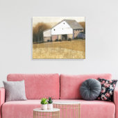 Witte Barn-Uitzicht Canvas Afdruk (Insitu (Woonkamer))