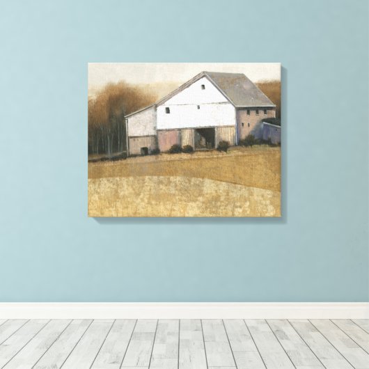 Witte Barn-Uitzicht Canvas Afdruk (Insitu (Houten vloer))