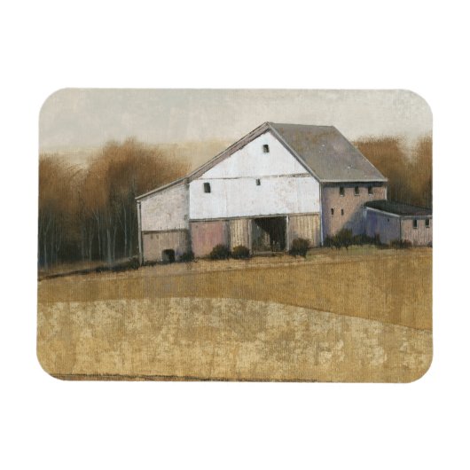 Witte Barn-Uitzicht Magneet (Horizontaal)