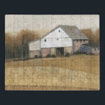 Witte Barn Uitzicht Puzzel<br><div class="desc">White Barn Uitzicht I van Tim OToole. Hij heeft een mooie witte schuur die in het platteland tussen bomen is genaaid.</div>