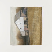 Witte Barn-Uitzicht Wandkleed (Voorkant)