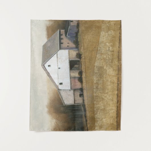 Witte Barn-Uitzicht Wandkleed (Voorkant)