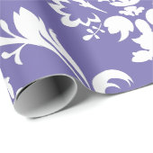 Witte Barokke Damasjes Aangepaste Paarse achtergro Cadeaupapier (Rol Hoek)