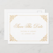 Witte barokke moslim bewaar de datumaankondiging aankondigingskaart (Voorkant / Achterkant)