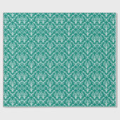 Witte Baroque Damascus Custom Blue-green Backgroun Cadeaupapier (Vlak)