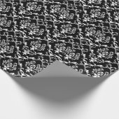 Witte Baroque Dammaskers - Aangepaste zwarte achte Cadeaupapier (Hoek)