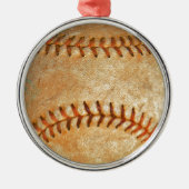  Witte Baseball rode roodheid Metalen Ornament (Voorkant)