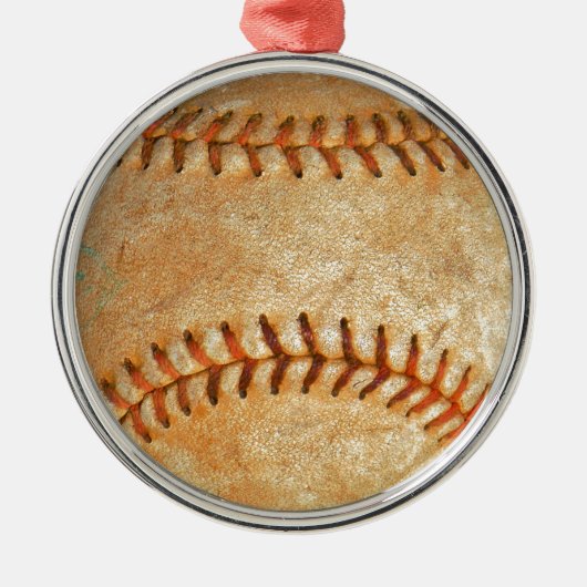 Witte Baseball rode roodheid Metalen Ornament (Voorkant)