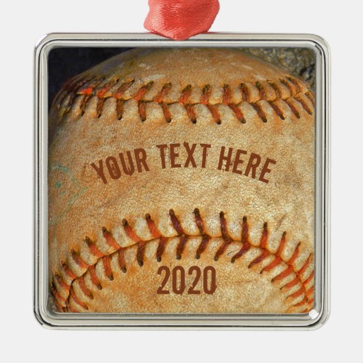  Witte Baseball rode roodheid Metalen Ornament (Voorkant)