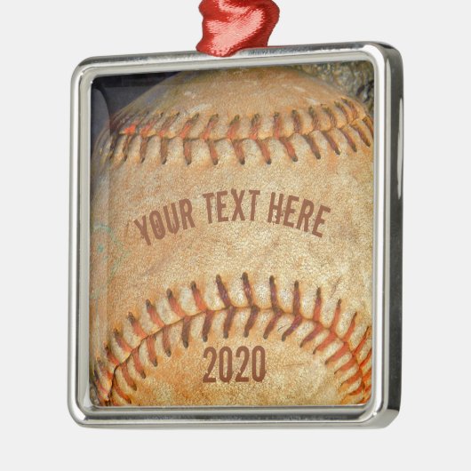  Witte Baseball rode roodheid Metalen Ornament (Links)