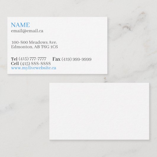 witte basis Visitekaartjes (Voorkant / Achterkant)