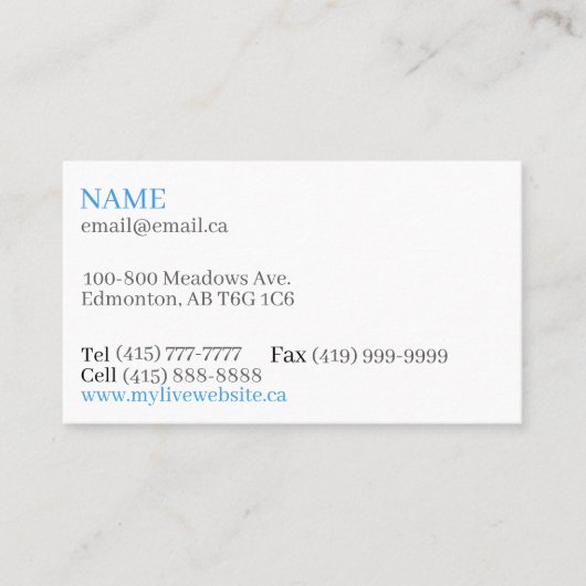 witte basis Visitekaartjes (Voorkant)