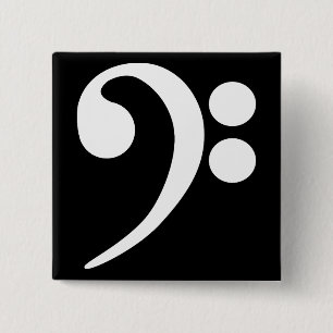 Witte bassleutel vierkante button 5,1 cm