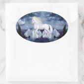 Witte Beauty Eenhoorn Ovale Sticker (Tas)