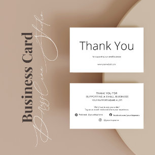 Witte Bedankkaart Sociale Media Klein Bedrijf Visitekaartje