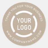 Witte bedrijf logo bedankt kraft stickers (Voorkant)
