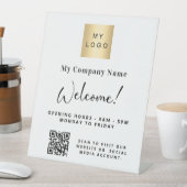 Witte bedrijfsnaam openingstijden QR-code Reclamebord Met Voetstuk (Insitu)